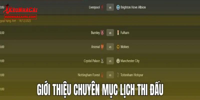 Giới thiệu vài nét về chuyên mục lịch thi đấu tại keonhacai