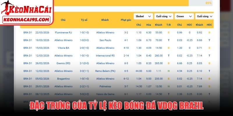 Đặc trưng của tỷ lệ kèo bóng đá VDQG Brazil