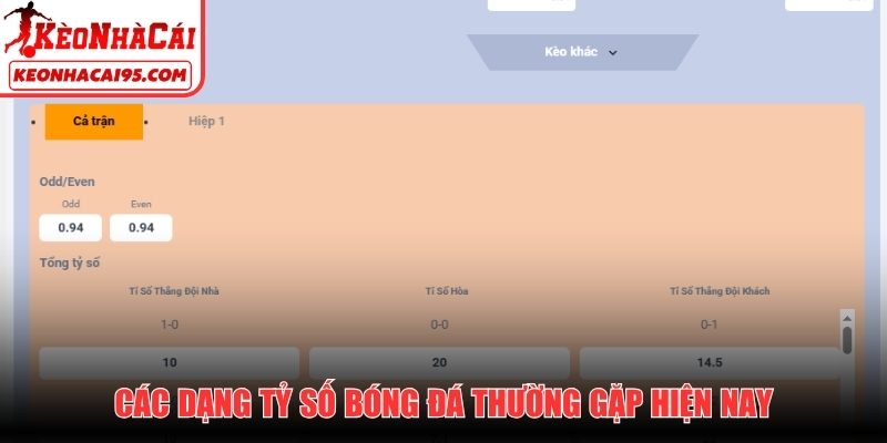 Các dạng tỷ số bóng đá phổ biến thường gặp hiện nay